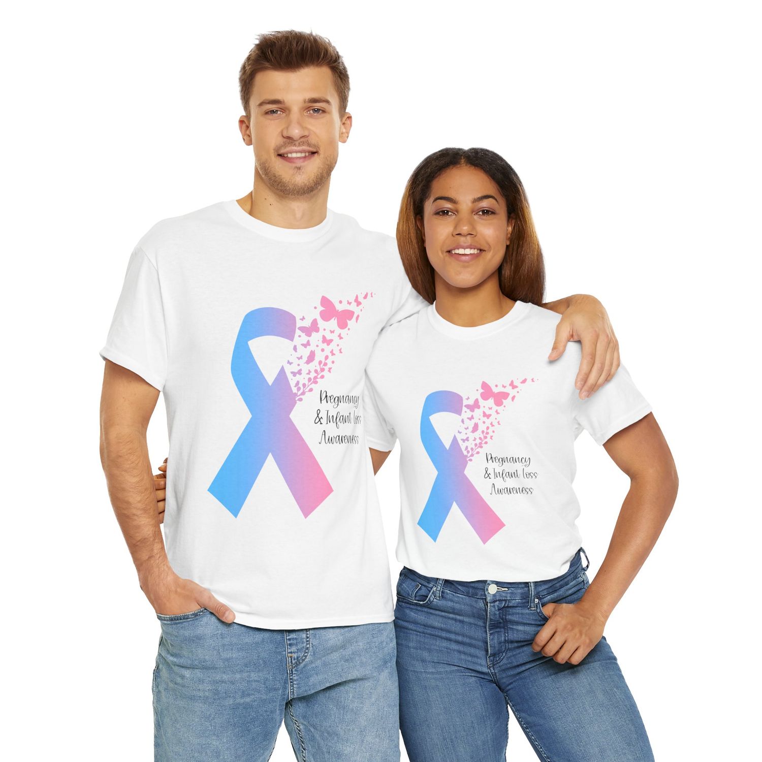 PAIL Awareness Ribbon with Butterflies—Baby Loss Awareness and Remembrance (T-shirt)