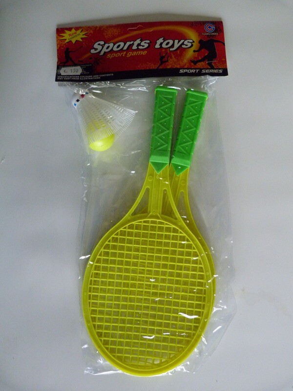 Tennisset bal +pluim geel