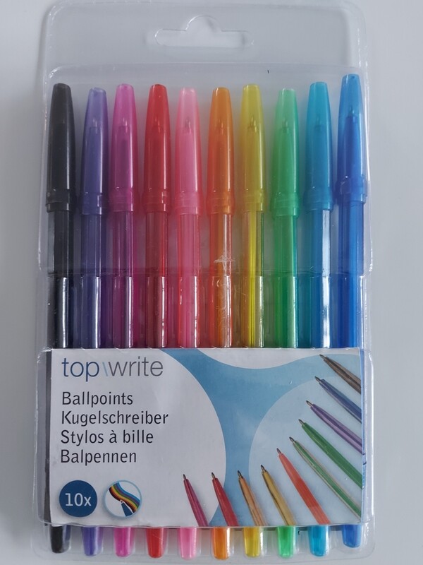 10 gekleurde balpennen