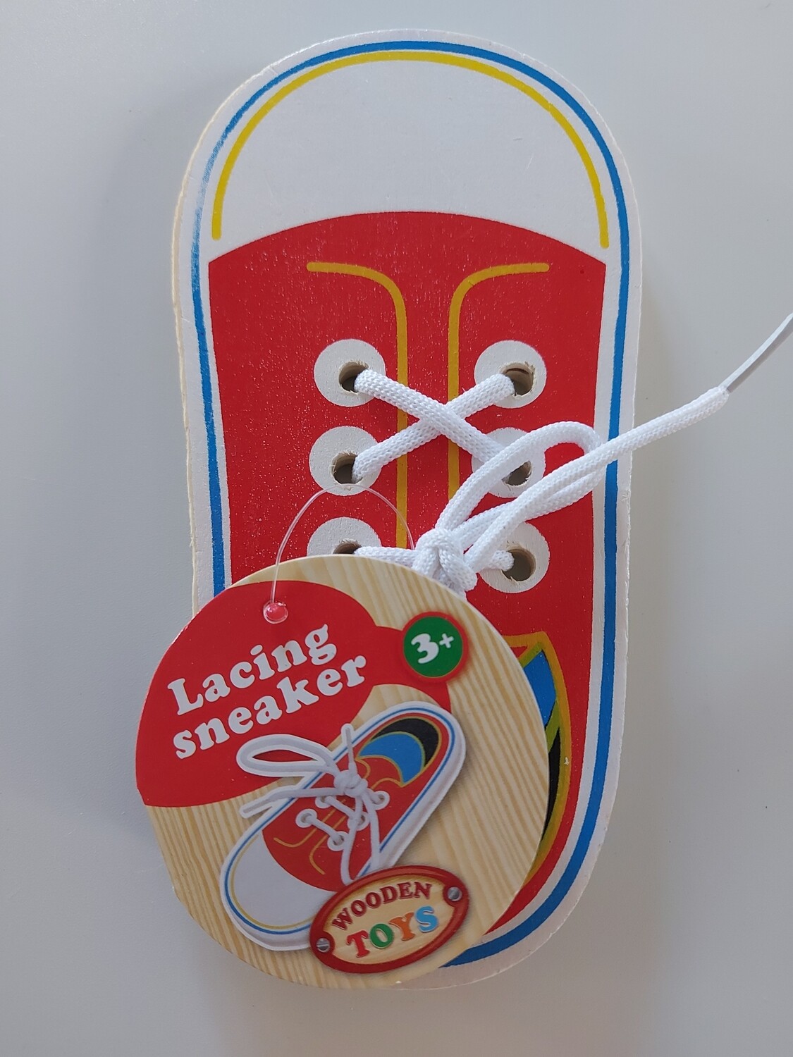 Houten veterschoen rood