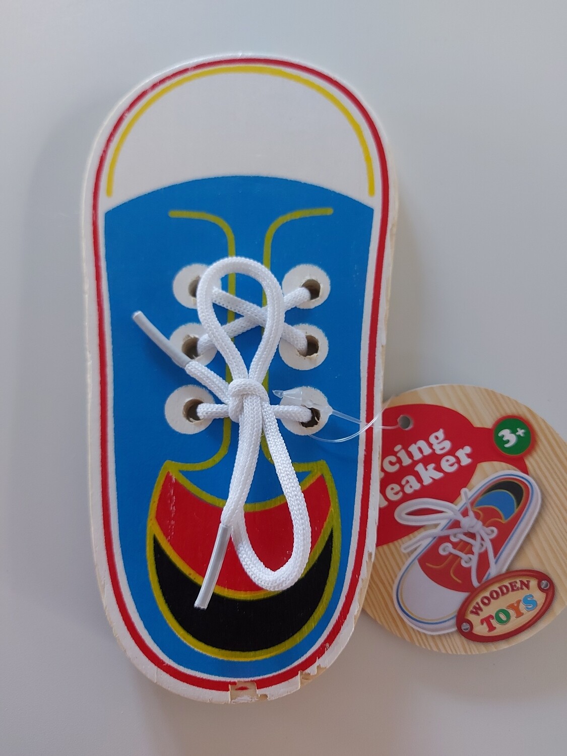 Houten veterschoen blauw