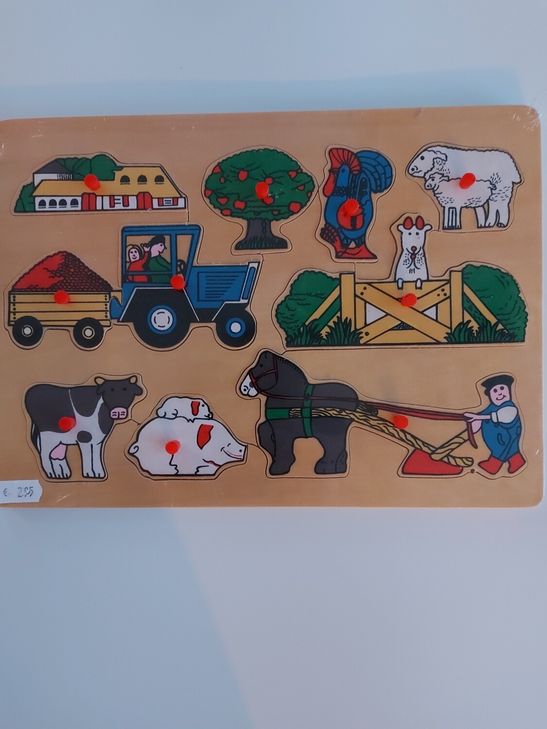 Houten noppenpuzzel boerderij