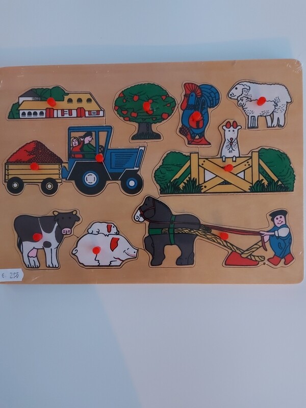 Houten noppenpuzzel boerderij