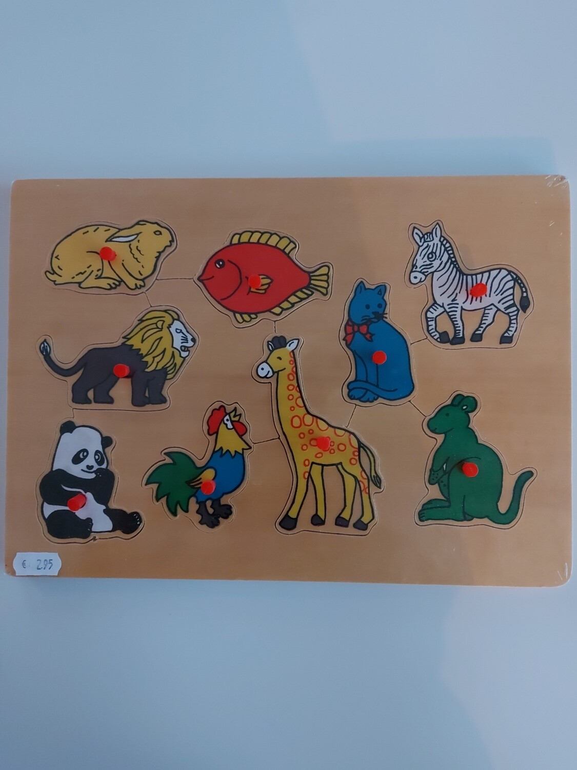 Houten noppenpuzzel dieren