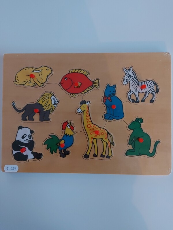 Houten noppenpuzzel dieren