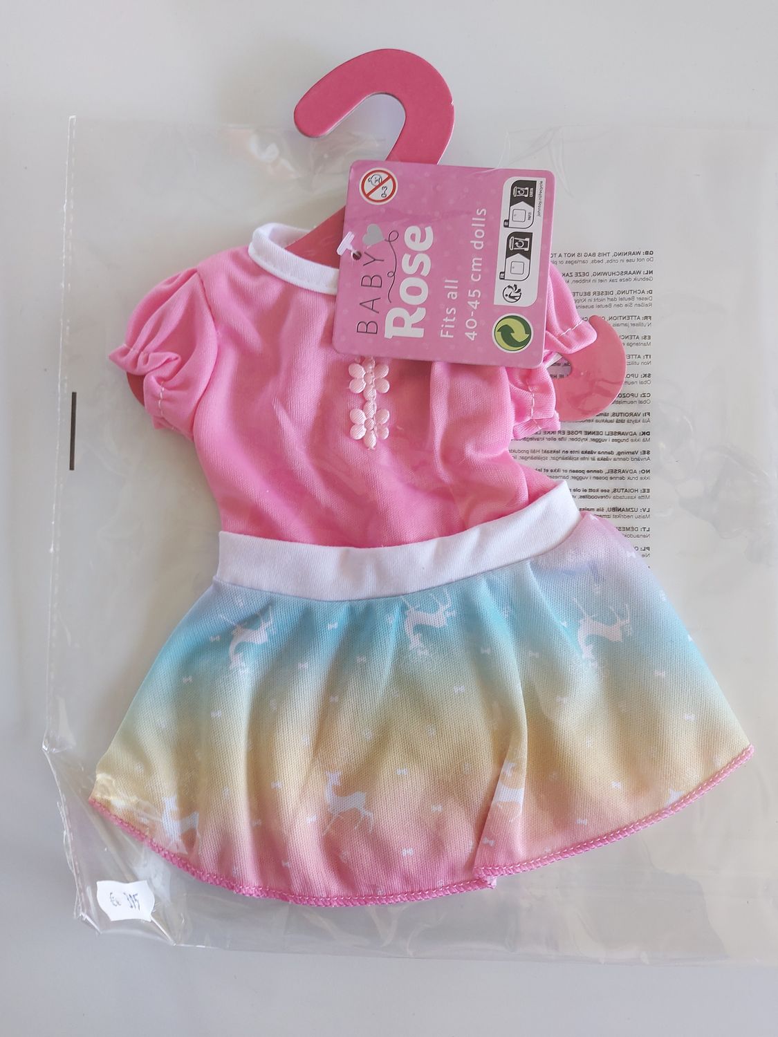 Baby Rose poppenjurk 40- 45 cm