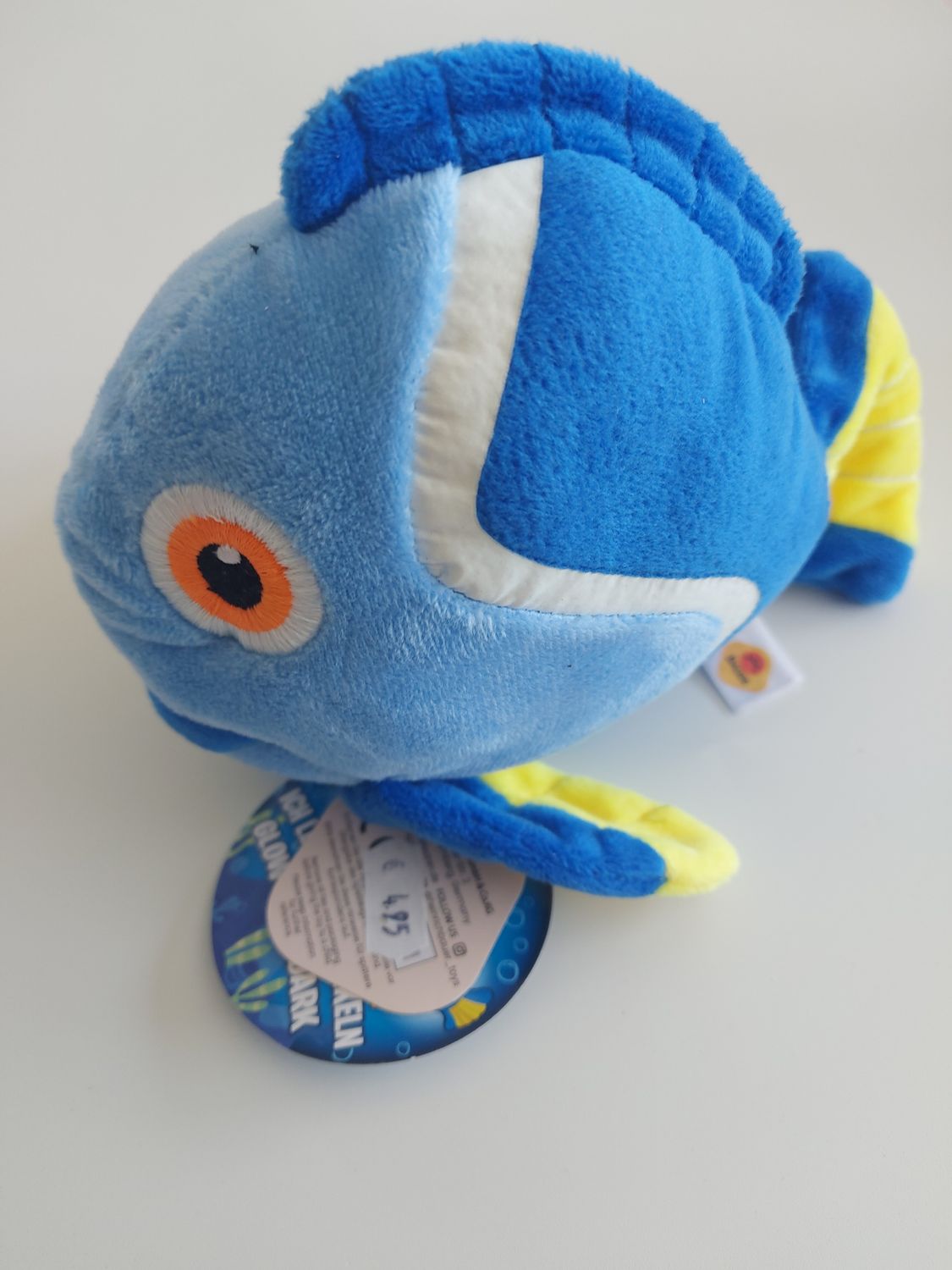 Vis pluche blauw/geel