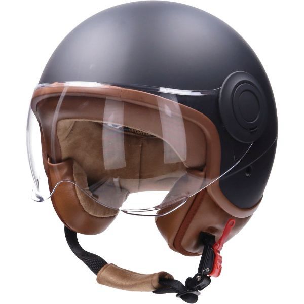 Helm cab demi-jet e-06 keur comfort xs zwart mat/bruin