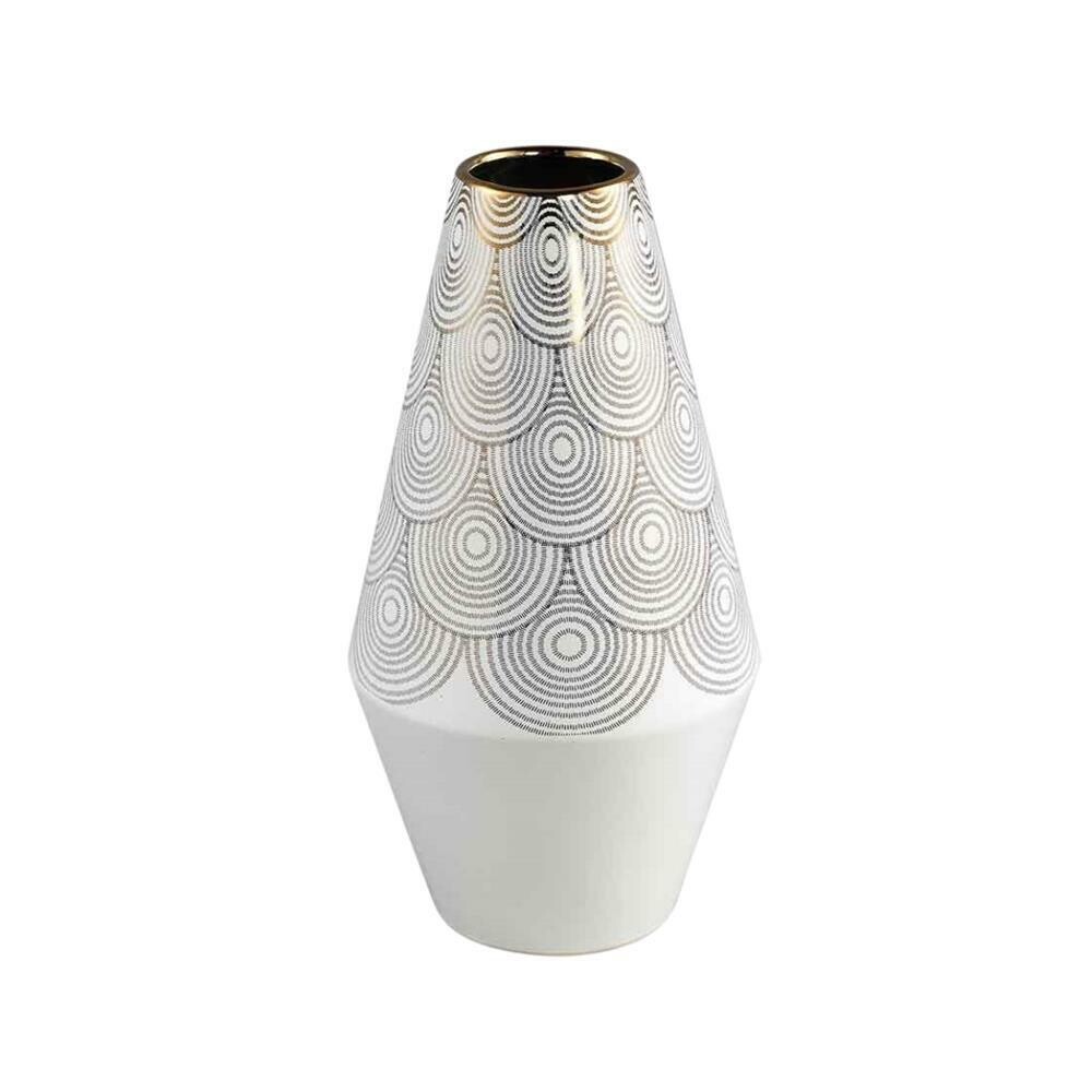 Vaas Vincey keramiek wit/goud 40 cm