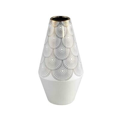 Vaas Vincey keramiek wit/goud 40 cm
