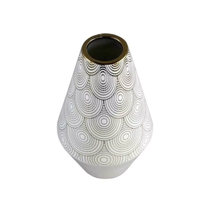Vaas Vincey keramiek wit/goud 40 cm