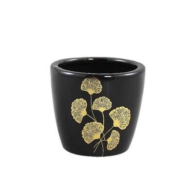Bloempot Dalina ginkgo zwart 20 cm