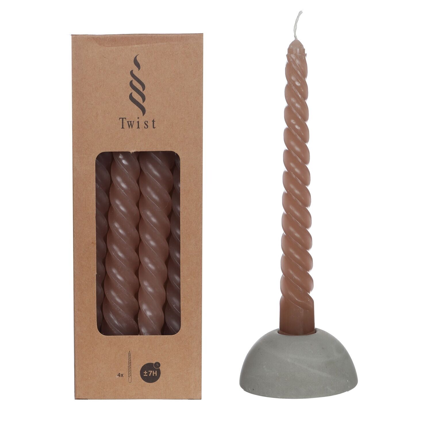 Twist kaarsen taupe h.19 Ø 2,2 cm