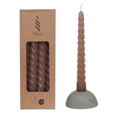 Twist kaarsen taupe h.19 Ø 2,2 cm