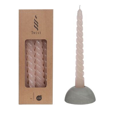 Twist kaarsen licht roze h.19 Ø 2,2 cm