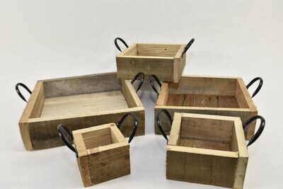 Set/5 dienbladen vierkant 30 x 30 x 8 cm natural