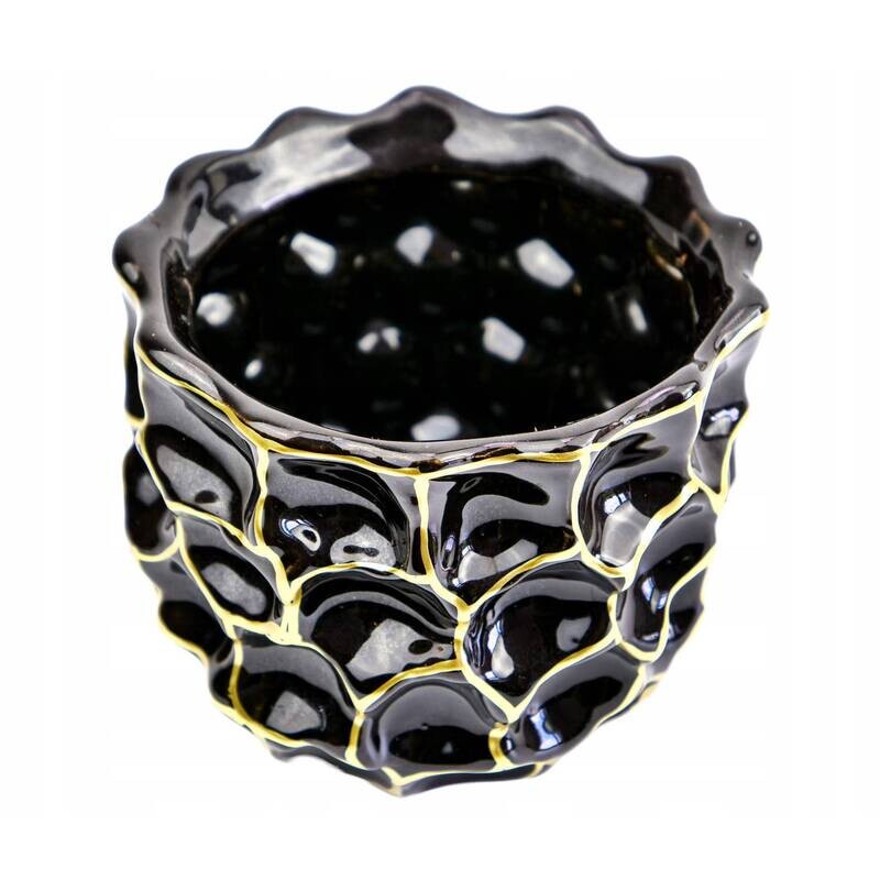 Pot Dented Ø 13 h.12 cm black gold