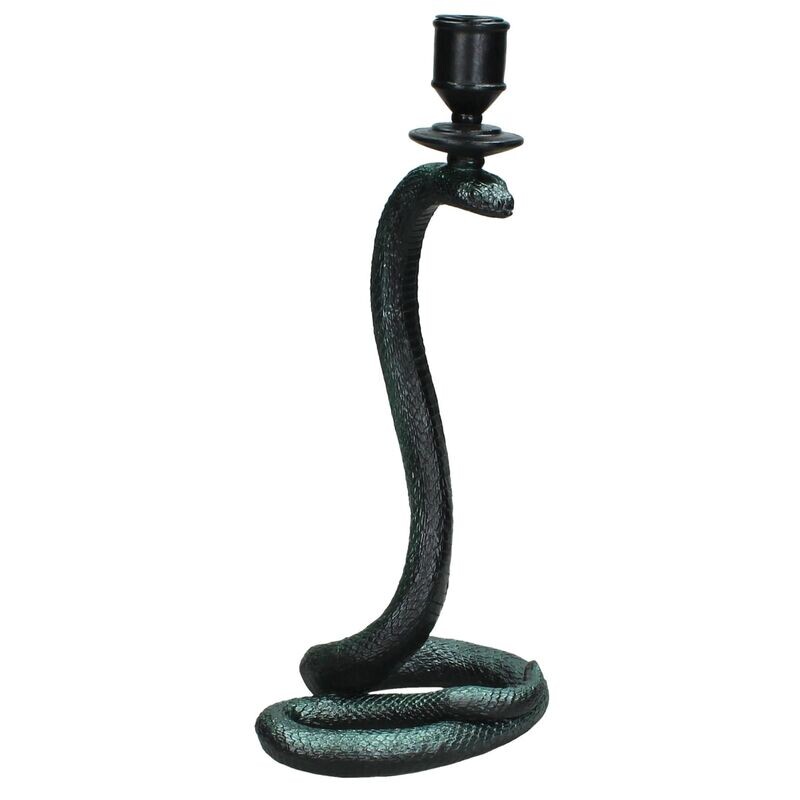 Kersten - kandelaar - slang - zwart - groen - 33 cm