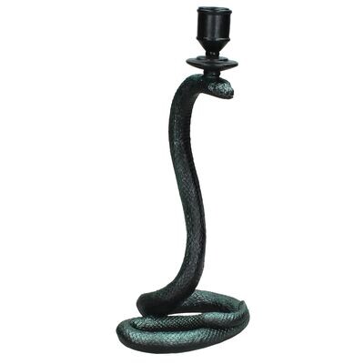Kersten - kandelaar - slang - zwart - groen - 33 cm