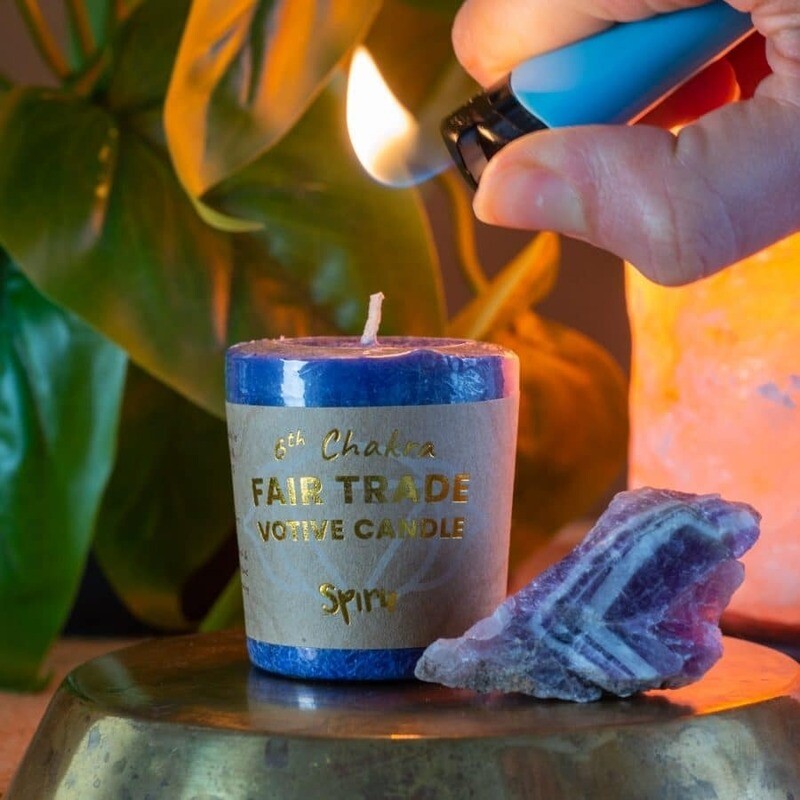 Fair Trade Votief Wens Kaars Derde Oog Chakra (6e) – Indigo (10 Branduren)