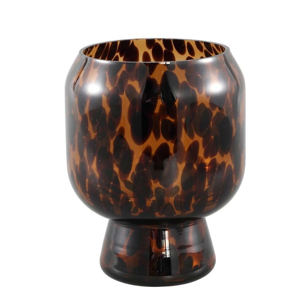 Rond windlicht Sophie - h22 x ø17 cm - glas - bruin|zwart