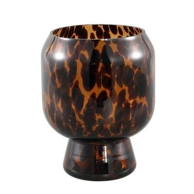 Rond windlicht Sophie - h22 x ø17 cm - glas - bruin|zwart