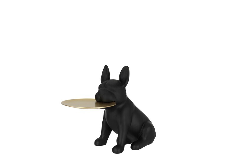 Plateau Bulldog Poly Zwart/Goud Small H 32 x B 20 x L 45 cm
(32511)