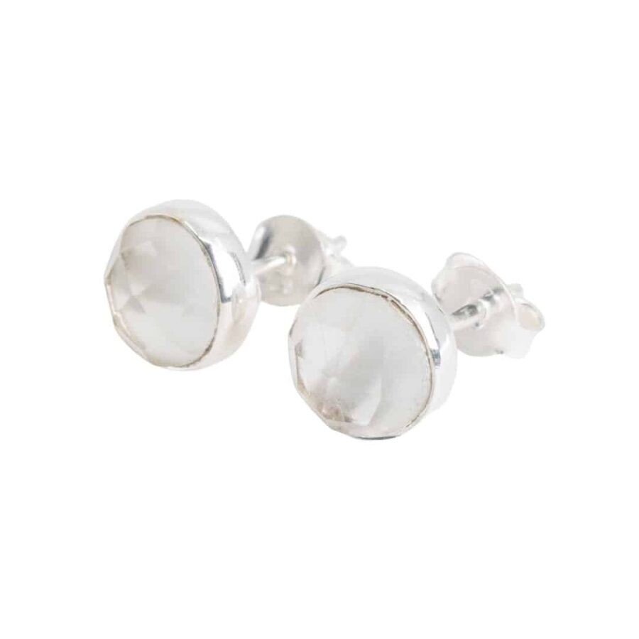 Geboortesteen Oorstekers April Ruwe Herkimer Facet – 925 Zilver