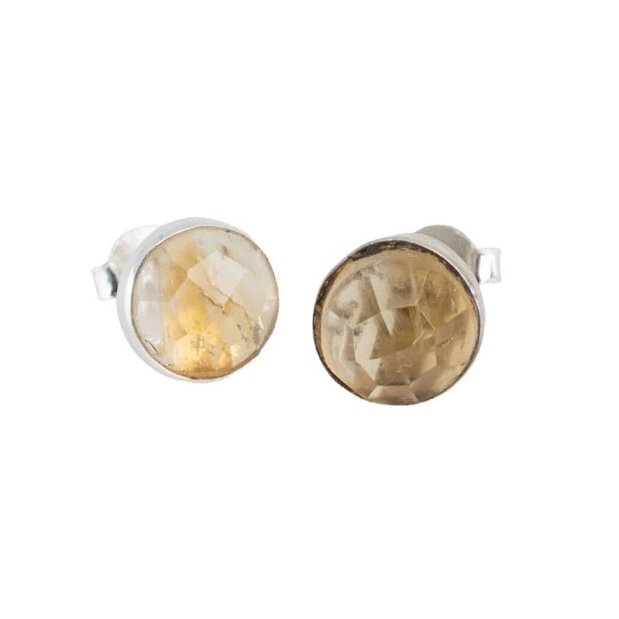 Geboortesteen Oorstekers November Citrien Facet – 925 Zilver