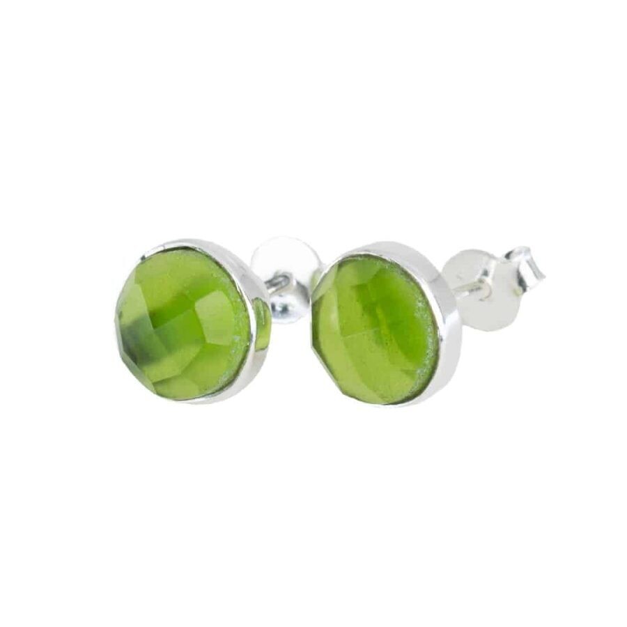 Geboortesteen Oorstekers Augustus Peridoot Facet – 925 Zilver
