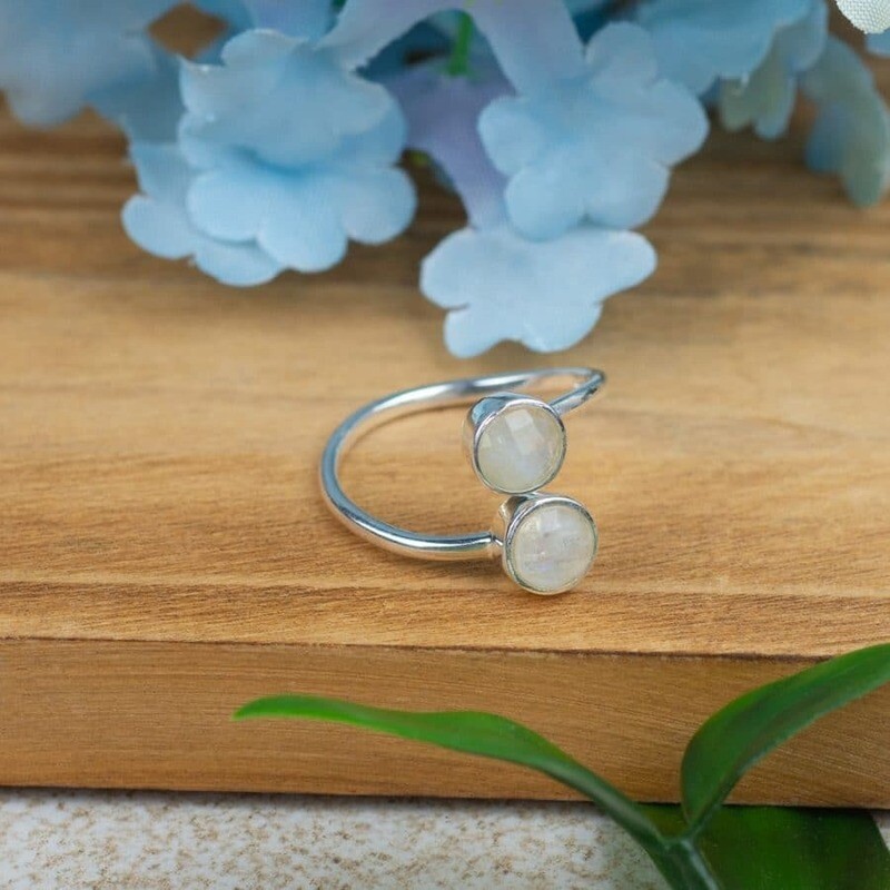 Geboortesteen Ring Maansteen Juni – 925 Zilver – Zilverkleurig