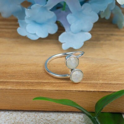 Geboortesteen Ring Maansteen Juni – 925 Zilver – Zilverkleurig