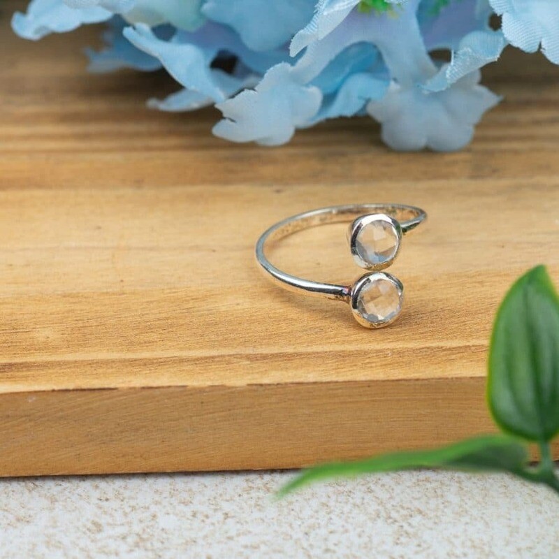 Geboortesteen Ring Bergkristal April – 925 Zilver – Zilverkleurig