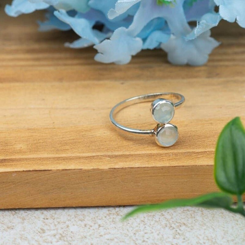 Geboortesteen Ring Aquamarijn Maart – 925 Zilver – Zilverkleurig