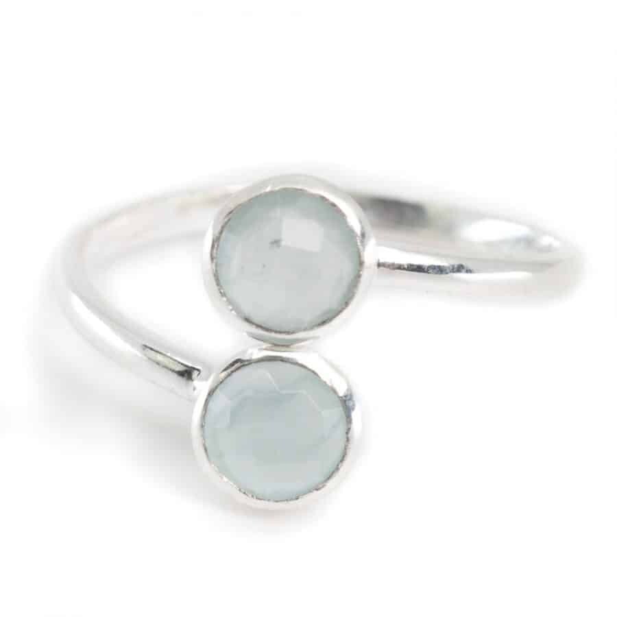 Geboortesteen Ring Aquamarijn Maart – 925 Zilver – Zilverkleurig