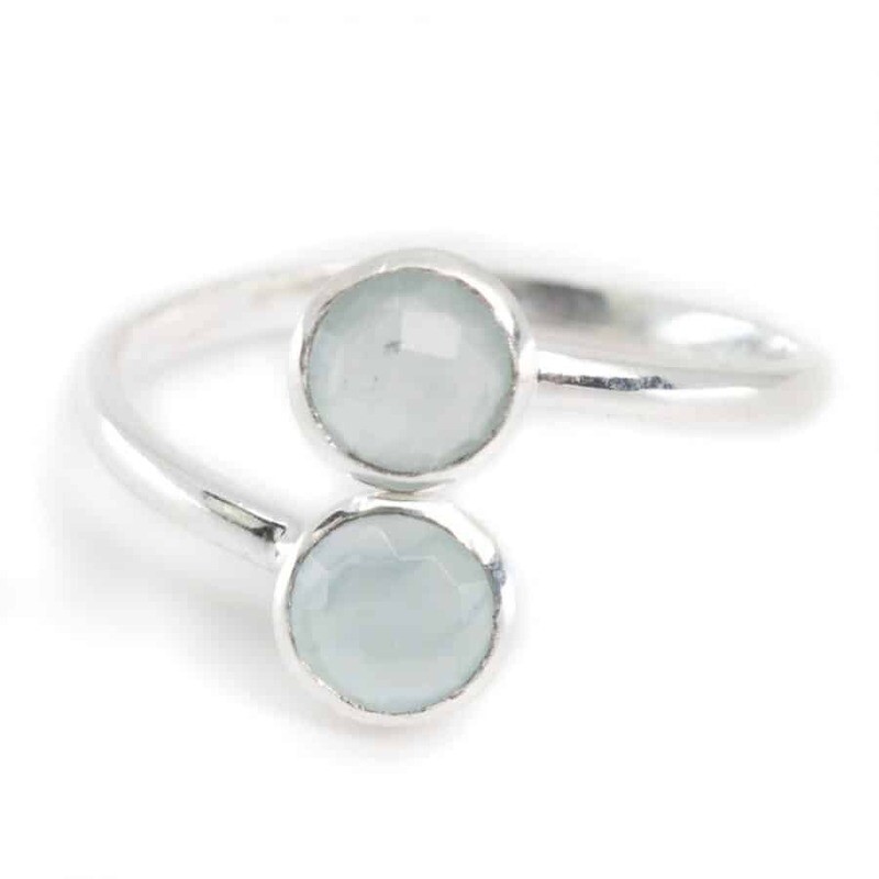 Geboortesteen Ring Aquamarijn Maart – 925 Zilver – Zilverkleurig