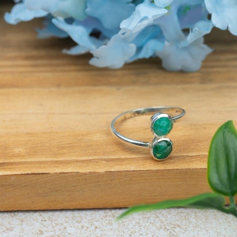 Geboortesteen Ring Smaragd Mei – 925 Zilver – Zilverkleurig