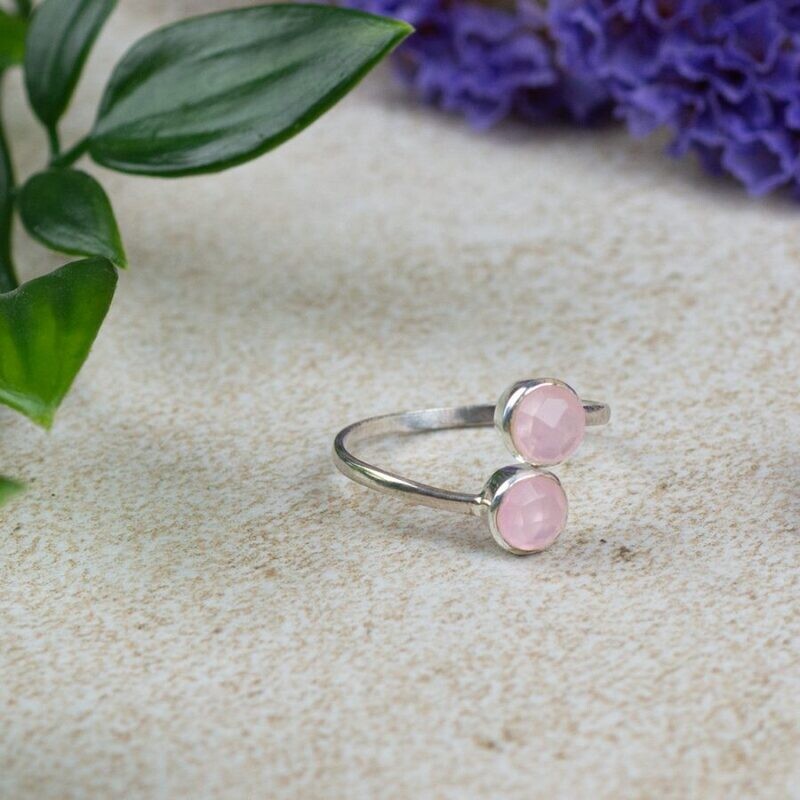 Geboortesteen Ring Rozenkwarts Oktober – 925 Zilver – Zilverkleurig