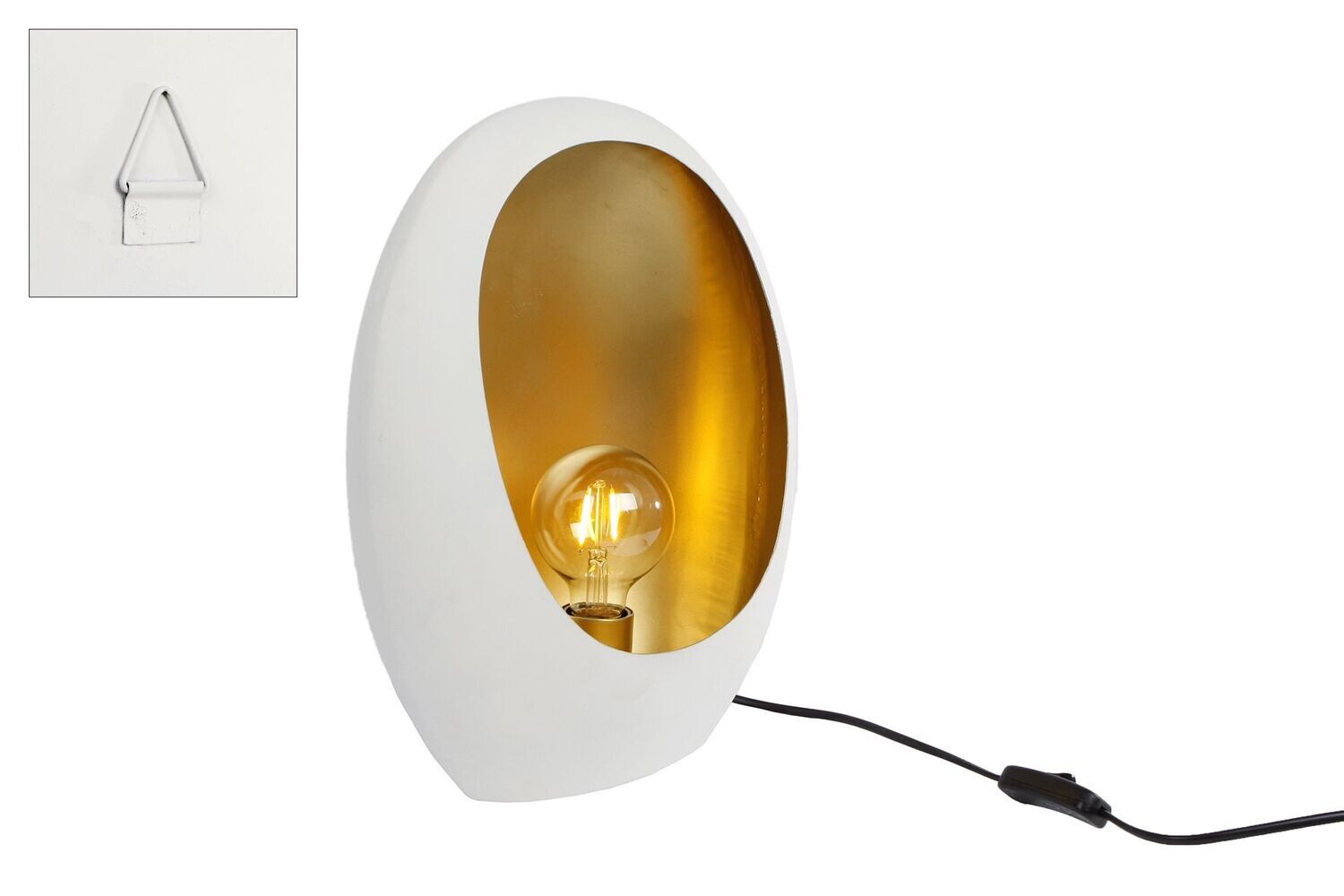 Tafellamp &quot;Pim&quot; wit/goud metaal 27 x 16 x 38 cm