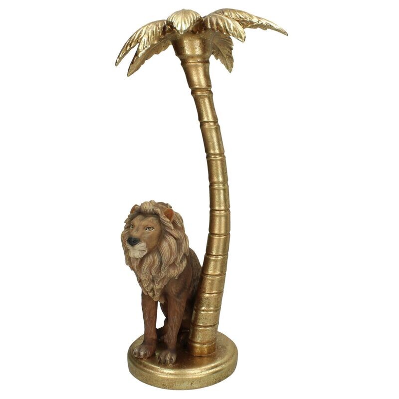 Candle Holder Lion Polyresin Brown 19 x 16 x 36,5 cm