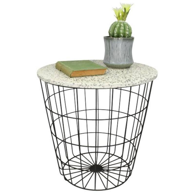Table Terrazzo Metal Black 47 x 47 x 46 cm