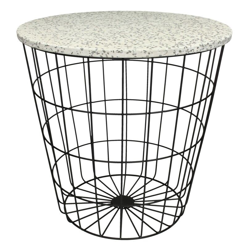 Table Terrazzo Metal Black 47 x 47 x 46 cm