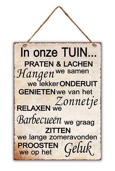 Wall Hanger Metal &quot;In onze tuin&quot; 30 x 40 cm White