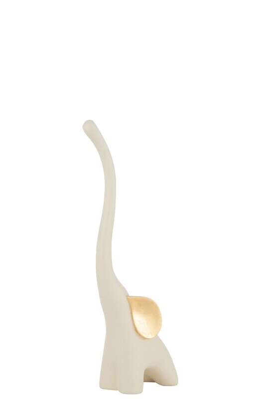 Olifant Resine Creme/Goud Small H 41. B 8,5 x L 17,5 cm (35372)