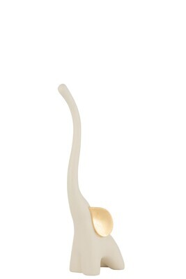 Olifant Resine Creme/Goud Small H 41. B 8,5 x L 17,5 cm (35372)