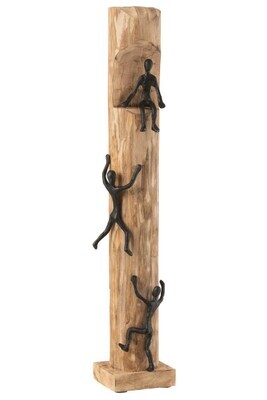 Figuren Klimmen Stam Mango Hout/Aluminium Zwart 16 x 16 x 73 cm (20805)