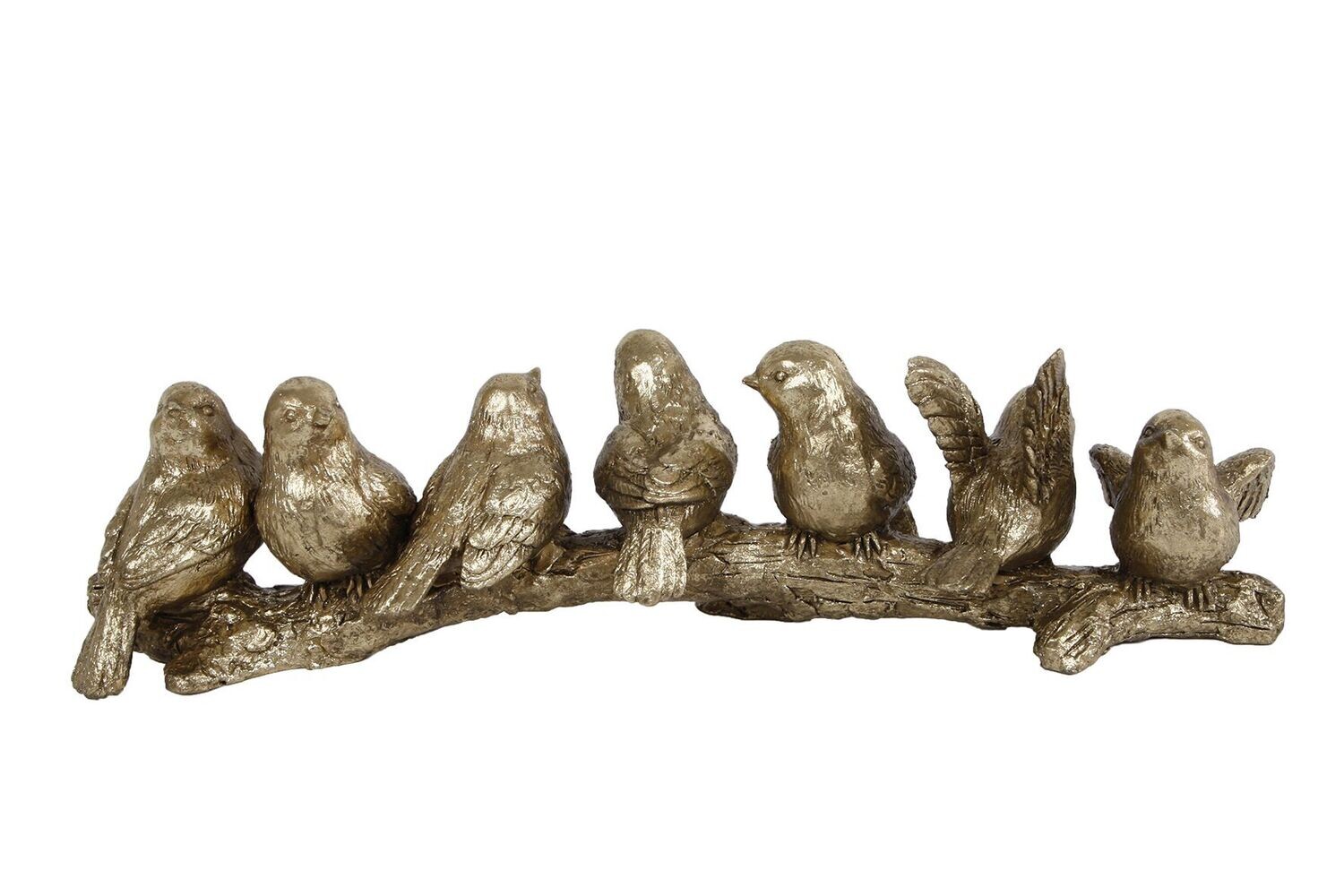 Sculptuur &quot;Vogels op tak 7&quot; L goud polystone 28 x 7 x 7 cm