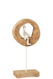 Figuur Denker Ring Laag Mangohout/Aluminium Naturel/Wit 19 x 8 x 38 cm (10896)