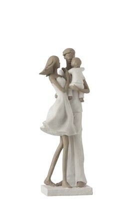Couple avec enfant Poly Blanc/Taupe 31 x 12,5 x 11,5 (11404)