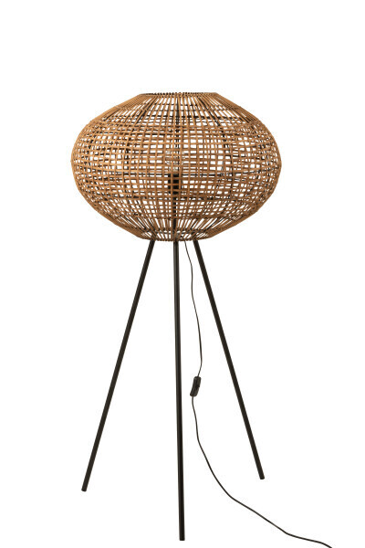 Staanlamp Driepoot Rattan/Metaal Bruin/Zwart Small H 133 x B 61 x L 61 cm (13551)